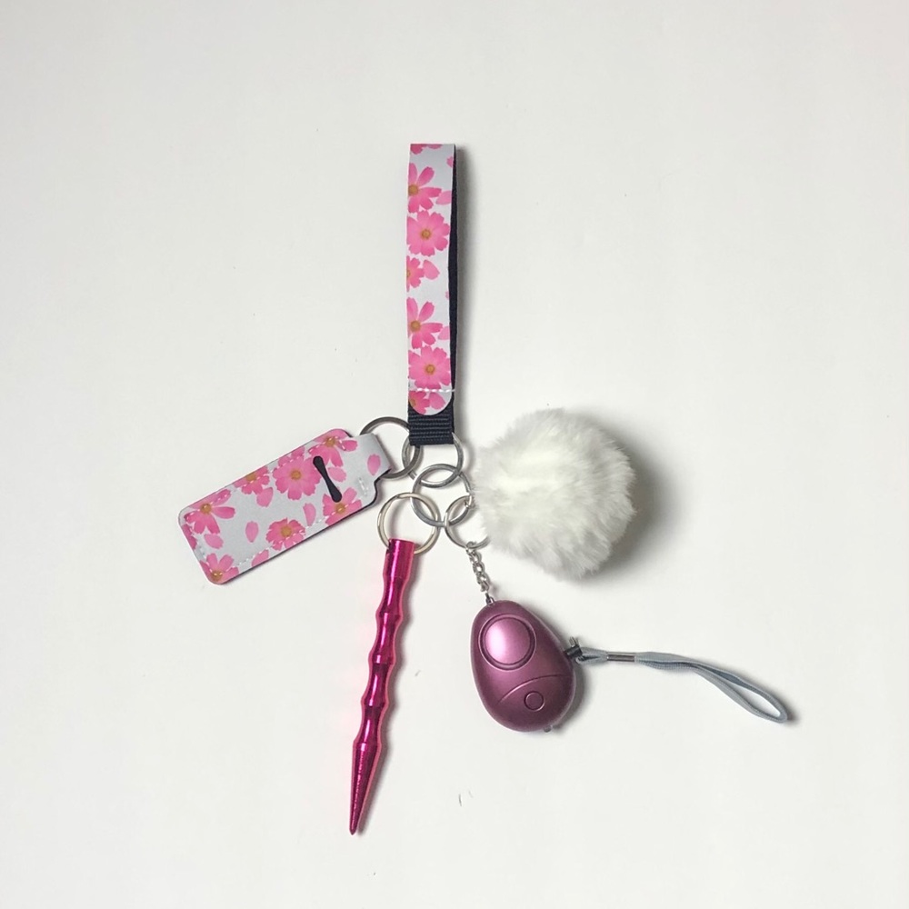 Safety Keychain Pink Flower Set